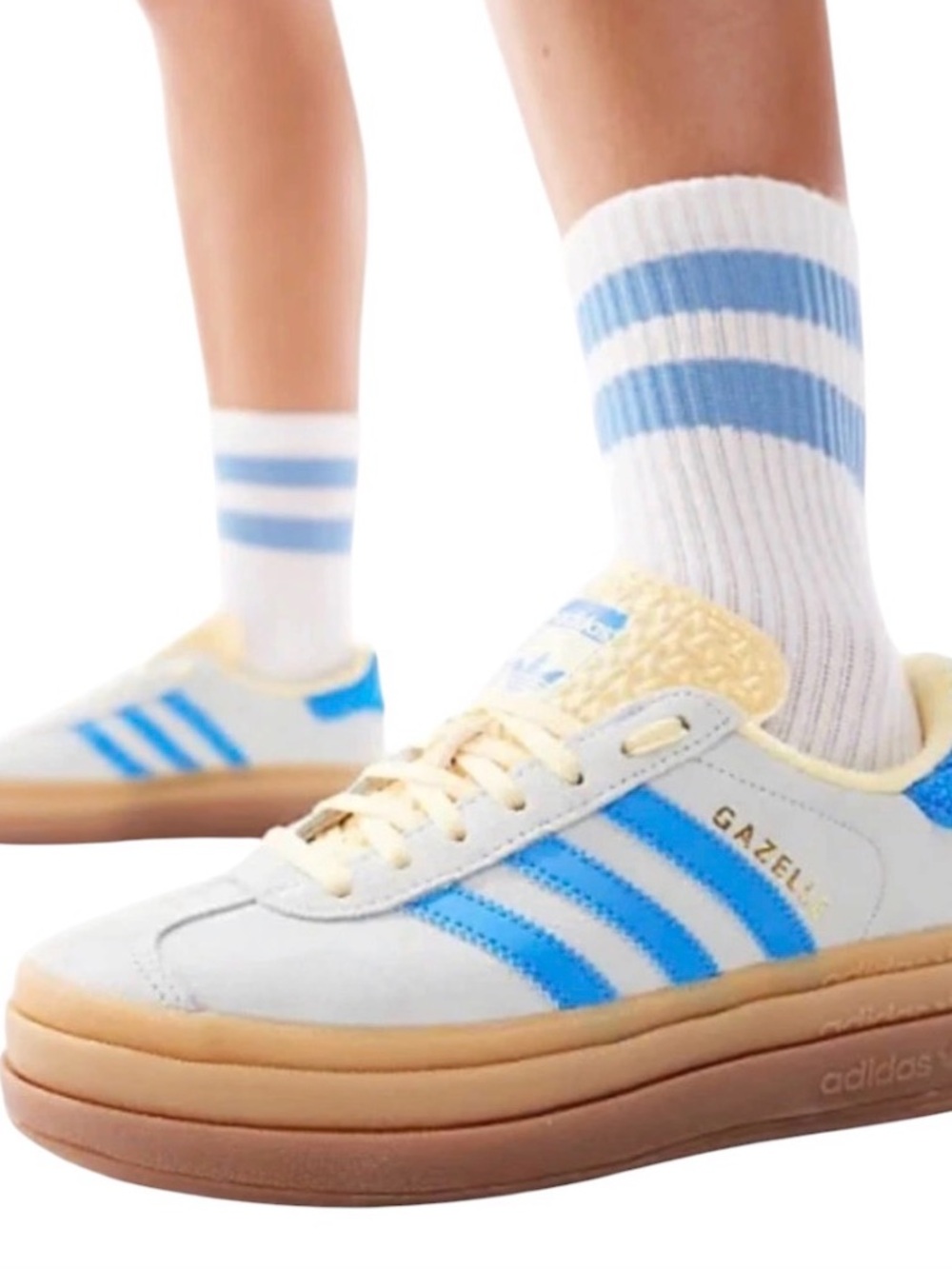 Adidas Women's Gazelle Bold "Almost Blue/Yellow" - SZ 7.5